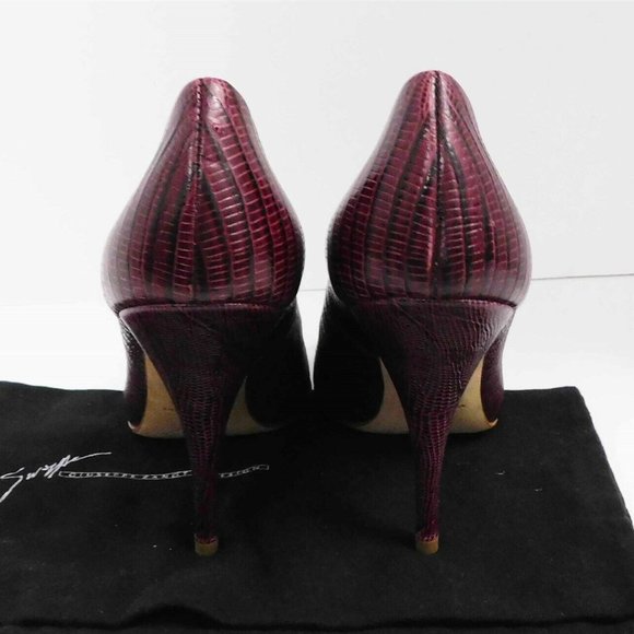New Giuseppe Zanotti Burgundy‎ Genuine Reptile Pumps $900rt 37.5 - Picture 5 of 6